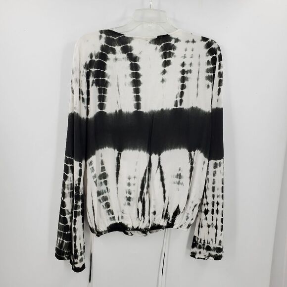 VINTAGE HAVANA womens S black white tie dye rayon boho top - Picture 2 of 7